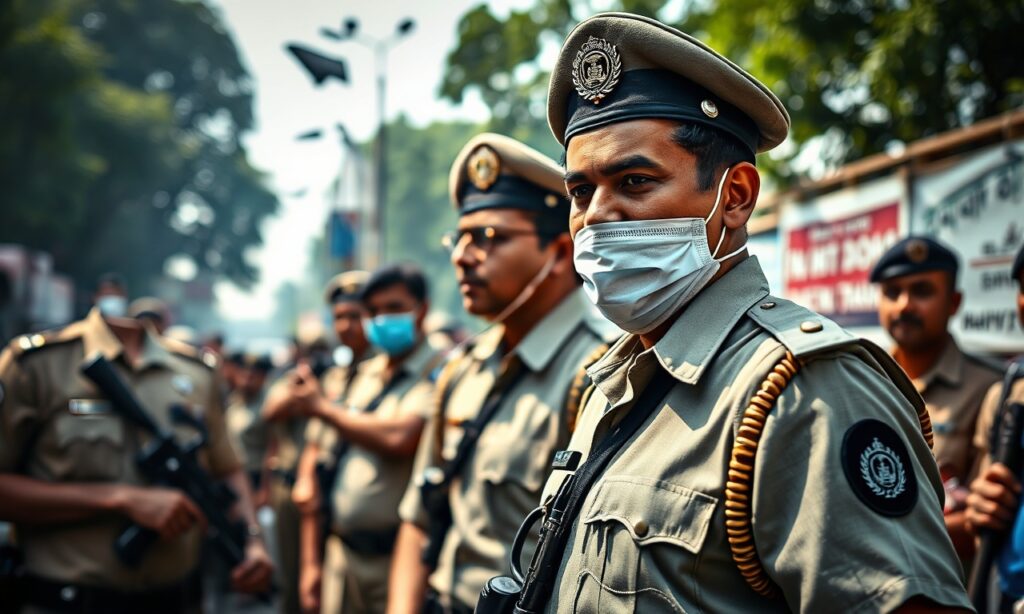 Delhi Police barricades protest security central delhi
