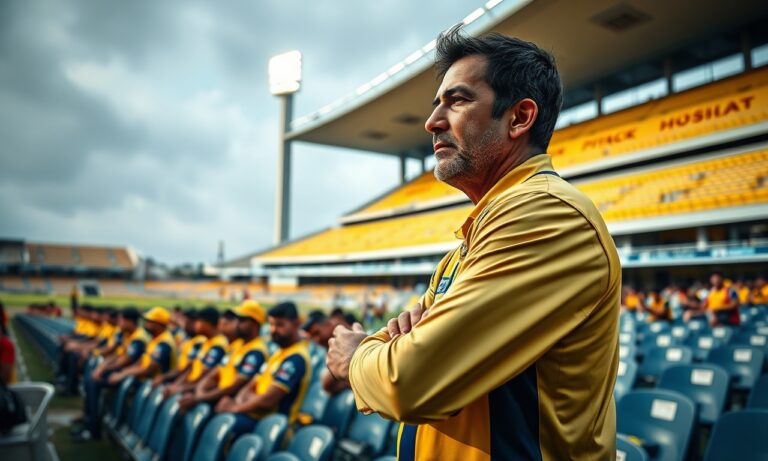 CSK shakes up coaching staff ahead of IPL 2027: Michael Hussey exits, another stalwart departs — AI editorial illustration